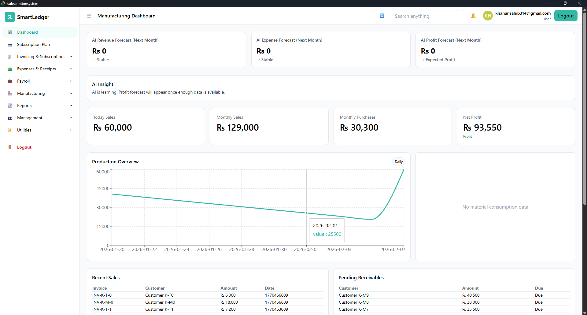 SmartLedger Dashboard